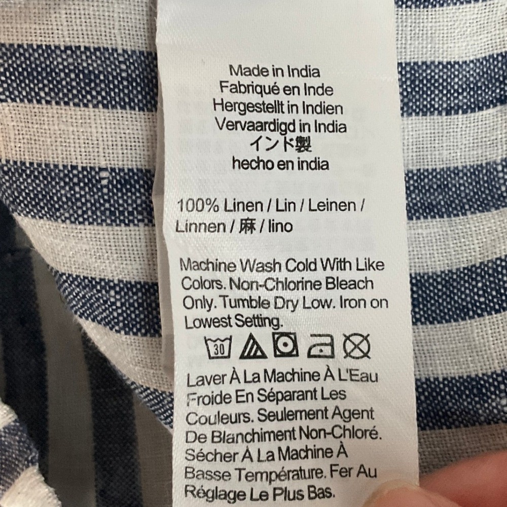 J.Crew Shift Dress Womens M Blue White 100% Linen Striped V-Neck Coastal Resort - Picture 5 of 9